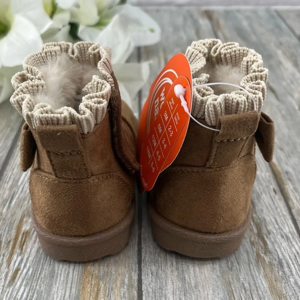 Baby Girls Faux Fur Shearing Boots Shoes Size 3